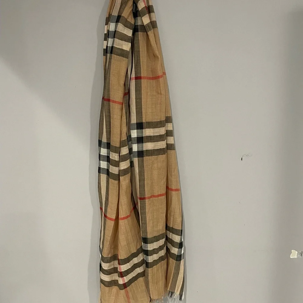 Burberry Check Lightweight Wool Silk Scarf
